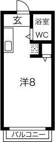 ぎんなんハウス(ワンルーム/2階)の間取り写真