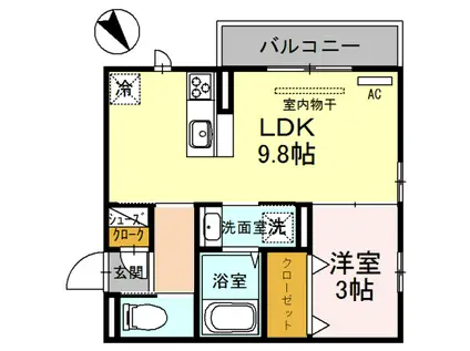 コンフォールヴィラ(1LDK/3階)の間取り写真