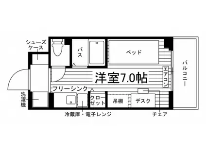 学生会館 CLASSY BASE 西国分寺(ワンルーム/1階)の間取り写真