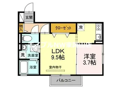 KI HOUSE B棟(1LDK/2階)の間取り写真