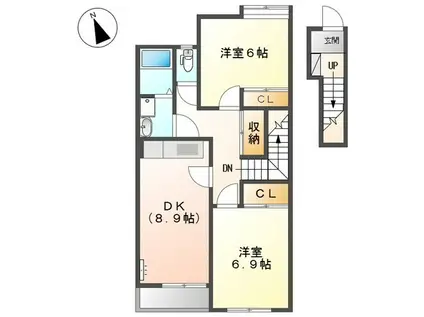 フレグランスさくら(2DK/2階)の間取り写真