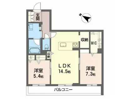 コティマヒルズ生駒(2LDK/3階)の間取り写真
