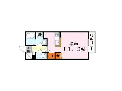 グランパルク(ワンルーム/1階)の間取り写真