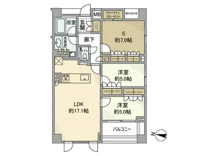 エクセレントシティ自由が丘(2SLDK/2階)の間取り写真