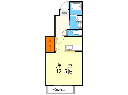 キャピタル・レジデンスIII(ワンルーム/1階)の間取り写真