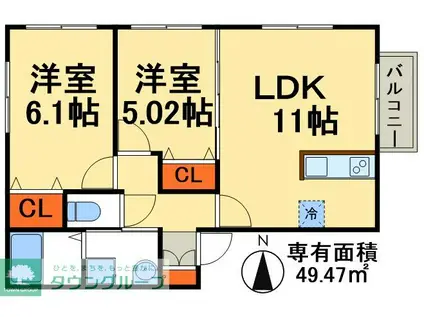 エスペランサ(2LDK/2階)の間取り写真