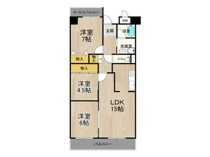 グランデパイース(3LDK/3階)の間取り写真