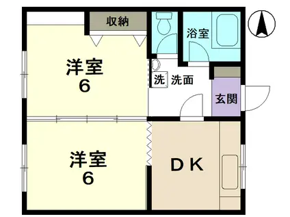 ハイツ本町(1LDK/2階)の間取り写真