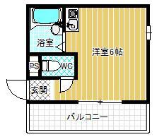 メゾン竹ノ内(ワンルーム/2階)の間取り写真