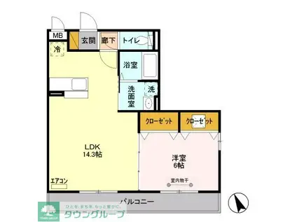 レジデンス三郷I(1LDK/1階)の間取り写真