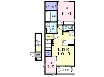 ラ ペ フランI(1LDK/2階)の間取り写真