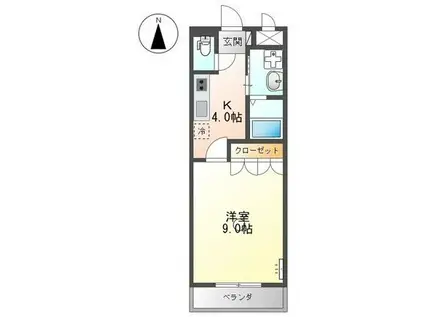 ボンヌールコートK(1K/3階)の間取り写真