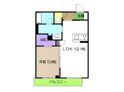 シャーメゾン グラースII(1LDK/2階)の間取り写真