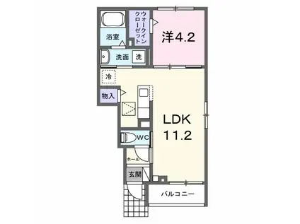 ラ・パーチェ I(1LDK/1階)の間取り写真