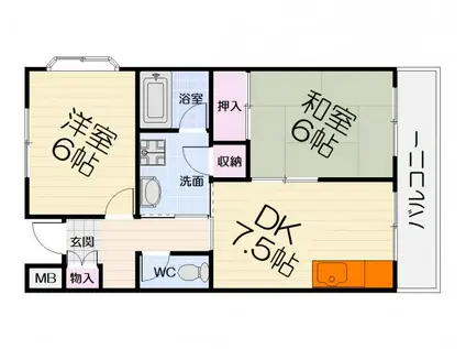 西井MX-1(2DK/2階)の間取り写真