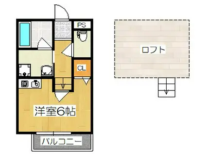 ルーノ椥辻(ワンルーム/2階)の間取り写真