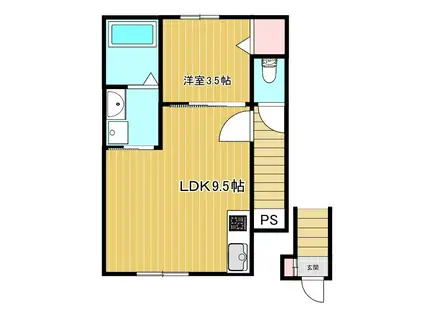 ジェムストンズ東大成(1LDK/2階)の間取り写真