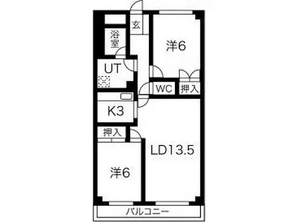 アイレックスミヤケ(2LDK/2階)の間取り写真
