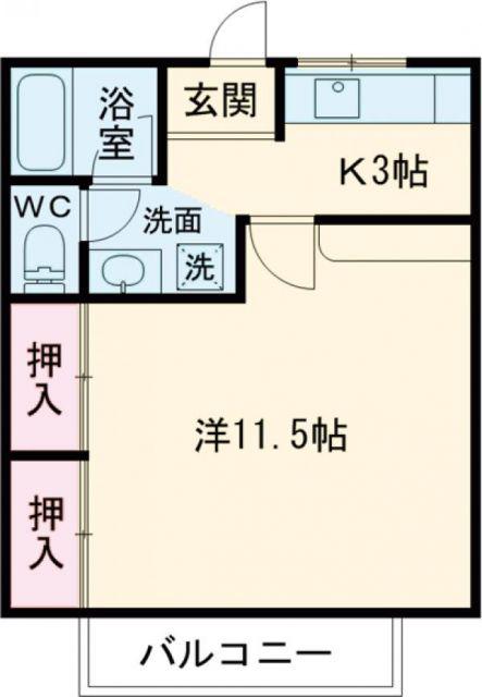 ミューかいぞう(1K/2階)の間取り写真