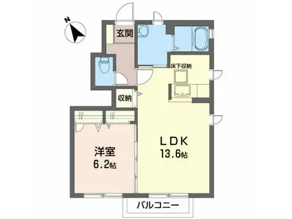 シャーメゾン・クリザンテームB(1LDK/1階)の間取り写真