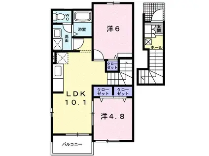 グレートガーデン・藤崎I(2LDK/2階)の間取り写真