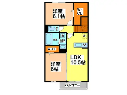 CELESTE(2LDK/2階)の間取り写真