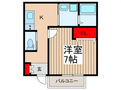 パレスホリケ1(1K/2階)の間取り写真