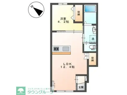 羽生市西スターテラスII・L(1LDK/1階)の間取り写真