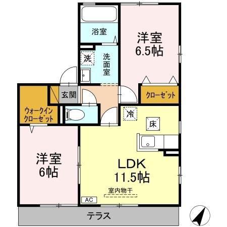 リビングタウンみずきA・B・C(2LDK/1階)の間取り写真