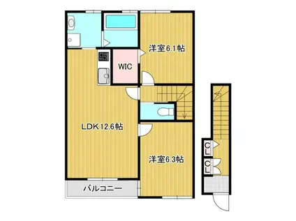 セントロイエル見能林(2LDK/2階)の間取り写真