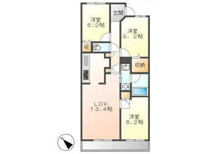 レジディア泉(3LDK/5階)の間取り写真