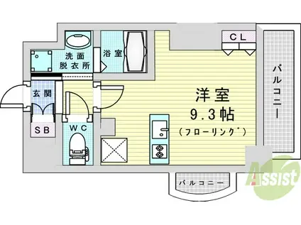 LUXE新大阪4(1K/12階)の間取り写真