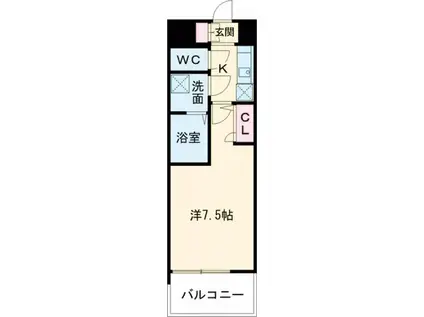 レジュールアッシュ神戸湊川公園(1K/8階)の間取り写真