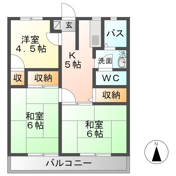 メモリアルOGISO(3K/2階)の間取り写真