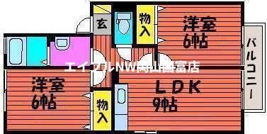 コンフォートD棟(2LDK/2階)の間取り写真
