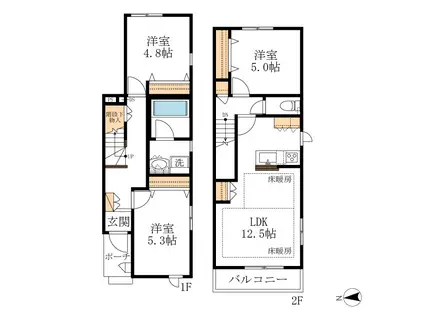 MAISON DE LA PAIXメゾンドラペ(3LDK/1階)の間取り写真
