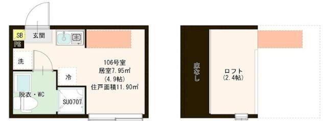 VILLETTA I 亀戸(ワンルーム/1階)の間取り写真