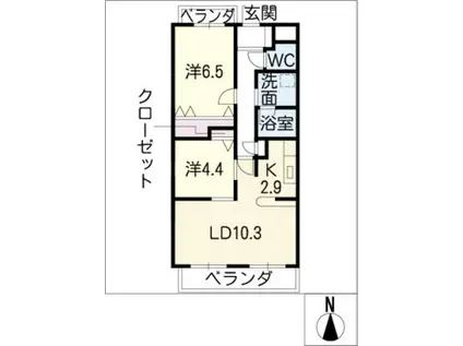 クリスタルスクエア(2LDK/2階)の間取り写真