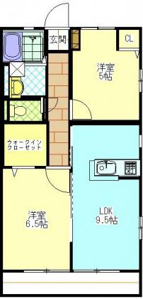 ル・コルビュジエII(2LDK/1階)の間取り写真
