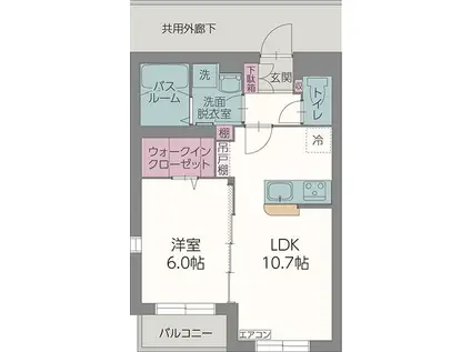 フラッツ エドワリ(1LDK/1階)の間取り写真