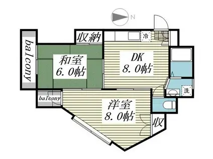ジュネパレス平塚第03(2DK/3階)の間取り写真