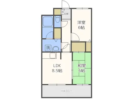 ライオンズマンション西線6条(2LDK/8階)の間取り写真