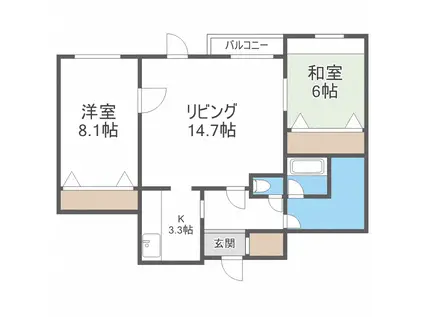 LEE SPACE篠路 A (2LDK/3階)の間取り写真