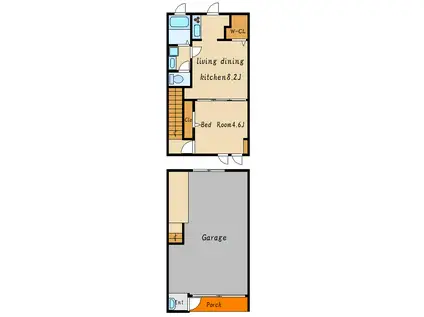 CASA MODERNO(1LDK/1階)の間取り写真