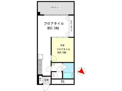 赤坂三分坂マンション(1DK/4階)の間取り写真