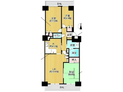 ベルヴィル大宮B棟(3LDK/5階)の間取り写真