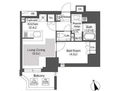 BELLE VUE 千代田飯田橋(1LDK/7階)の間取り写真