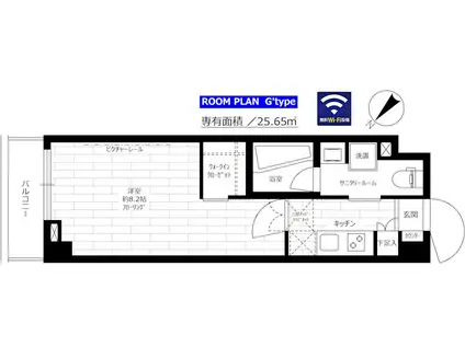 ステージグランデ千歳烏山アジールコート(1K/2階)の間取り写真