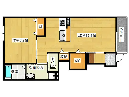 エクセレンス東野III番館(1LDK/1階)の間取り写真