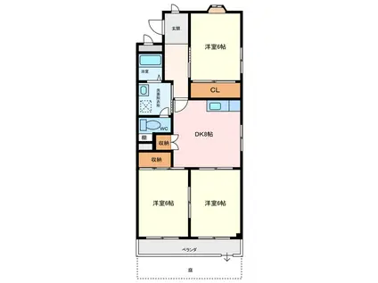 グリーンヒル巽ヶ丘A棟(3DK/1階)の間取り写真